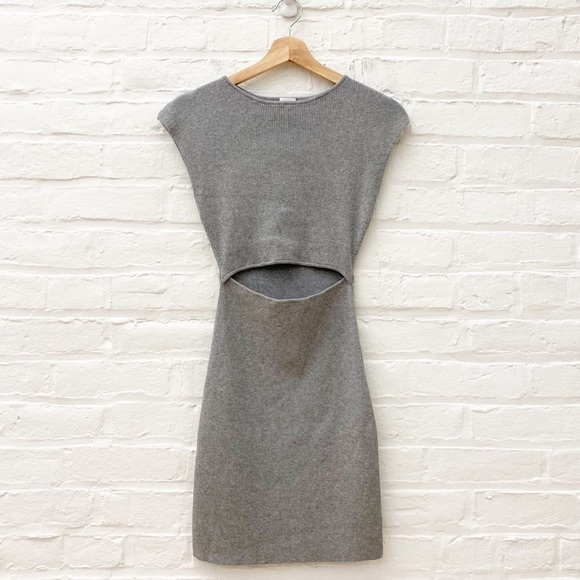 Aritzia || Wilfred Cutout Rib Knit Mini Dress Grey Small - Picture 1 of 9
